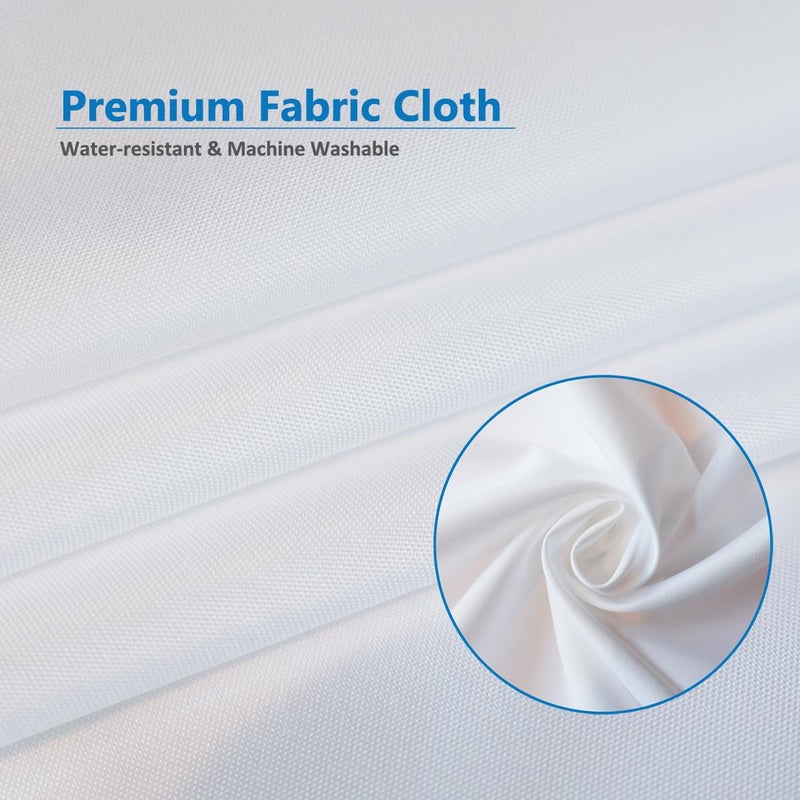 Vosign Short Shower Curtain Liner 60 Inch Long, Water Resistant Fabric Bathroom Curtain Liners, Solid White, Hotel Quality, Machine Washable, 72 X 60 Inch - Image 3